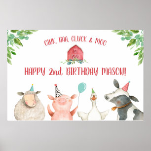Farm Old MacDonald Barnyard Red Animals Välkommen Poster