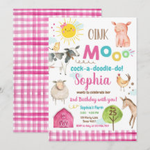Farm Old MacDonald Barnyard Rosa Animals Party