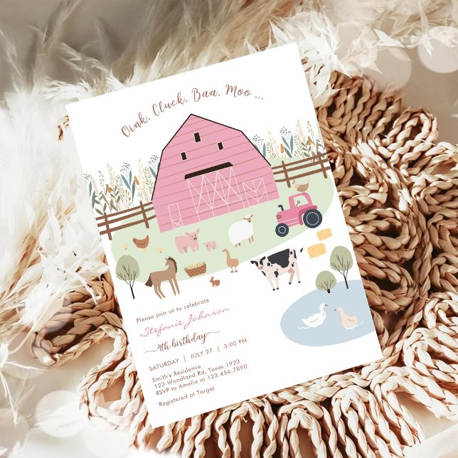 Farm Party Animals Kids Birthday Invitation Inbjudningar (Skapare uppladdad)