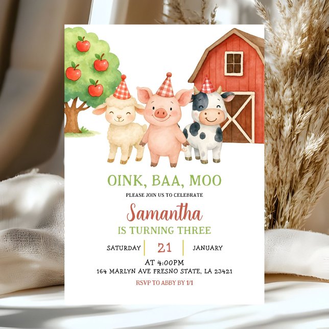Farm Party Birthday Invitation Inbjudningar (Skapare uppladdad)