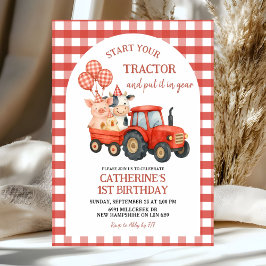 Farm Party First Birthday Invitation Inbjudningar