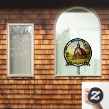 Farm Pasture Land Barn Faux-lagat glas