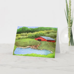 "Farm Pond #1" hälsningskort för vägar i Land Kort