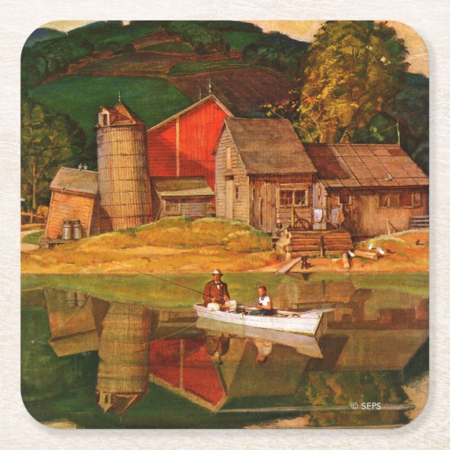 Farm Pond Ligcape by Mead Schaeffer Underlägg Papper Kvadrat (Framsidan)