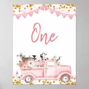 Farm Pumpkin Rosa Lastbil Drive by Bordsnummer Poster