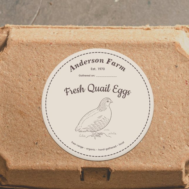 Farm Quail Eggs etikett Brown Sticker (Farm Quail Eggs Label Brown Sticker)