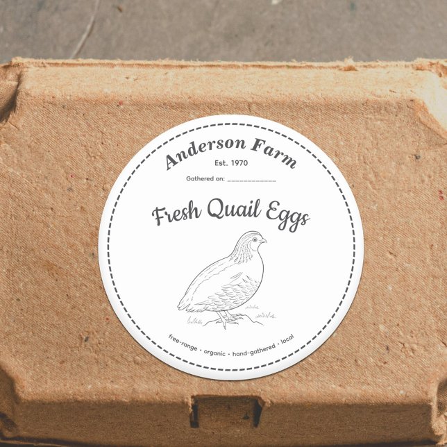 Farm Quail Eggs etikett Vitetikett (Farm Quail Eggs Label White Sticker)