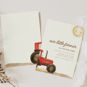 Farm Ranch Theter Birthday Inbjudan med Tractor
