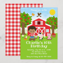 Farm Red Barnyard Birthday African Inbjudningar