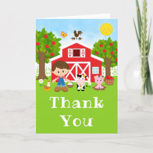 Farm Red Birthday Brown Hair Boy Tack Kort