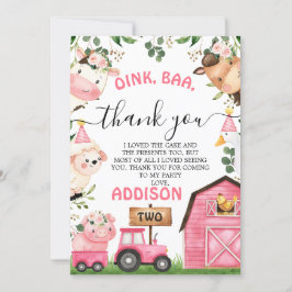 Farm Rosa Barn Tractor Birthday Tack för ditt kort