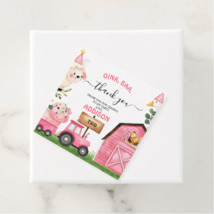 Farm Rosa Barn Tractor Birthday Tack Gåvor Etiketter