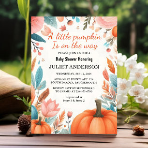 Farm Rosa Blue Boho Girl Boy Fall Baby Shower Inbjudningar