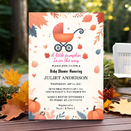 Farm Rosa Blue Boho Girl Boy Fall Baby Shower Inbjudningar