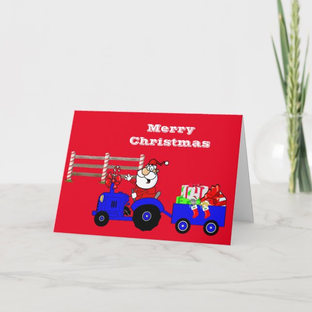 Farm Santa on-traktor med gåvor Helgkort (Framsida)
