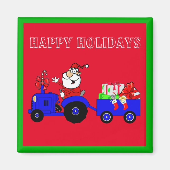 Farm Santa on-traktor med gåvor Magnet (Framsidan)