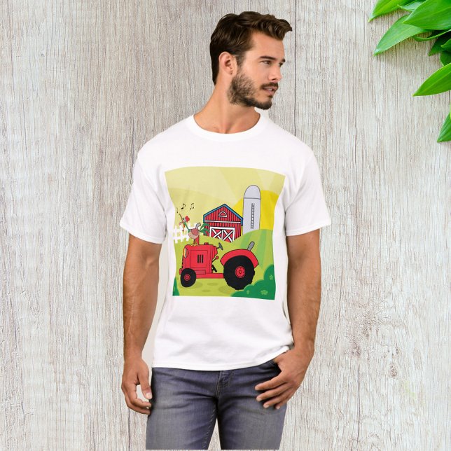 Farm Scene med Singing Tupp på traktor T Shirt (Skapare uppladdad)