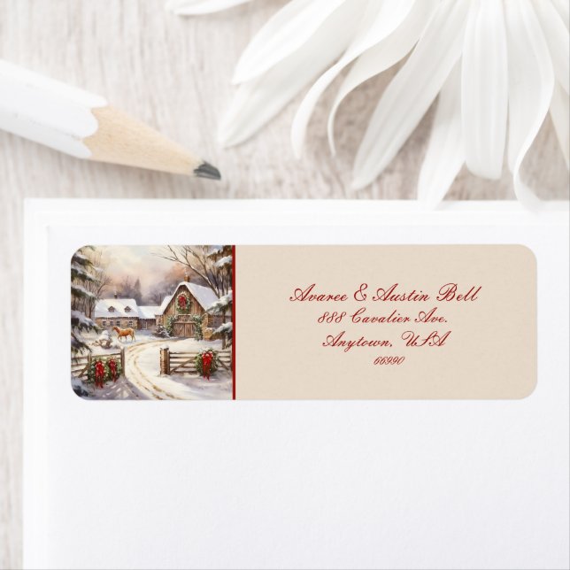 Farm Scene of Yesteryear-etikett Returadress Etikett (Insitu)
