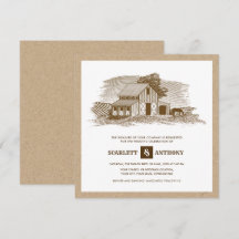Farm Scetch Kraft Papper Rustic Wedding Investigat