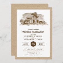 Farm Scetch Kraft Papper Rustic Wedding Investigat