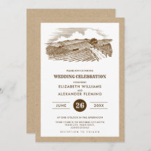 Farm Scetch Kraft Pappra Rustic Bröllop