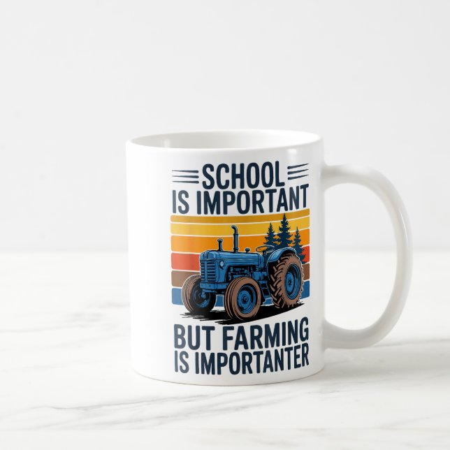 Farm Shirt But Farming Is Imrtanter Farmer Tractor Kaffemugg (Höger)