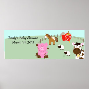 Farm Spädbarn Barnyard Barn Yard Birthday Banner Poster