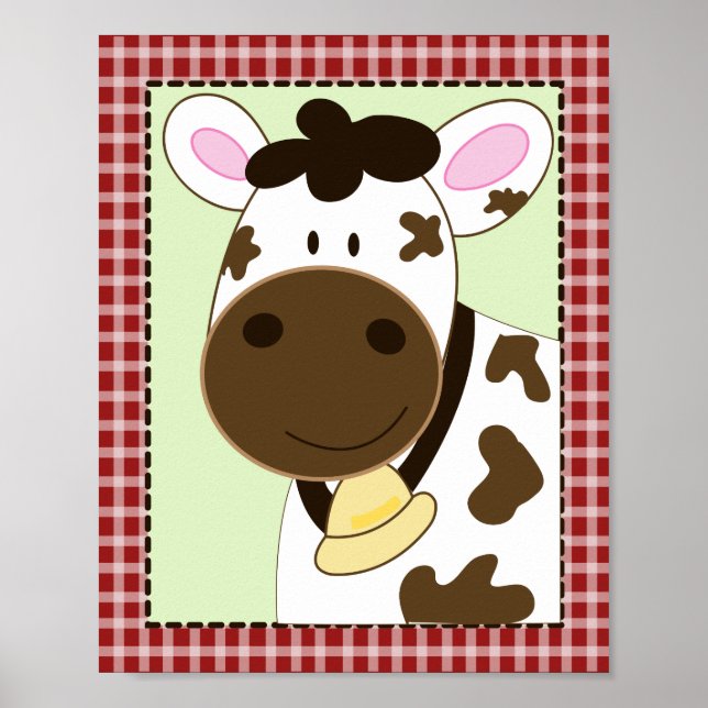 FARM SPÄDBARN COW 8x10 BABY NURSERY ROOM UTSKRIFT Poster (Framsidan)