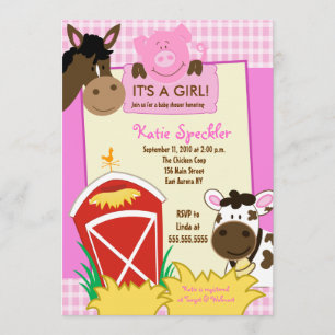 Farm Spädbarn Girl 5 x 7 Baby Shower INVitation Inbjudningar