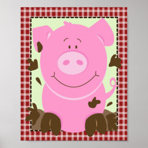 FARM SPÄDBARN GRIS 8 x 10 BABY NURSERY ROOM UTSKRI Poster