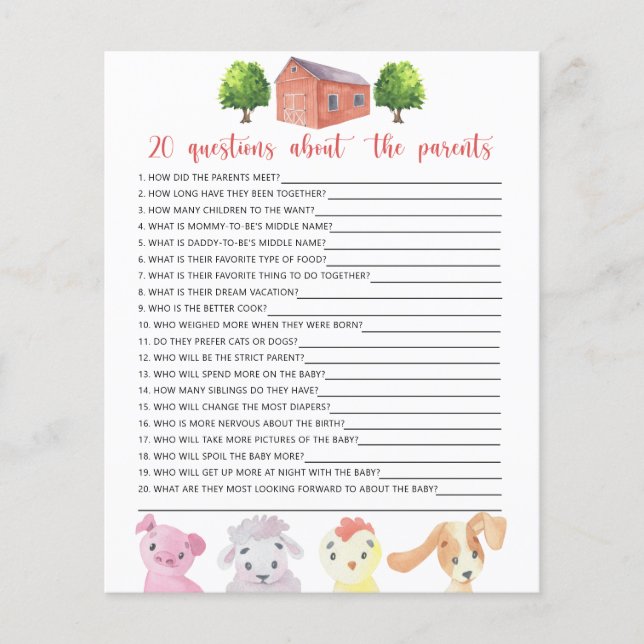 Farm - spel - 20 frågor om föräldrarna (Framsida)
