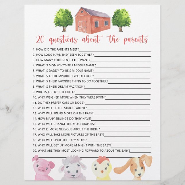 Farm - spel - 20 frågor om föräldrarna (Framsida)