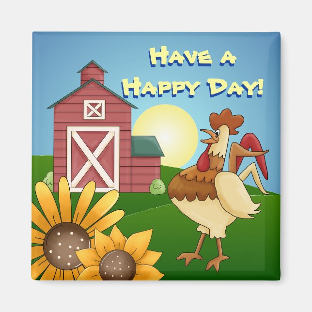 Farm Sunblommor Tupp Magnet (Framsidan)