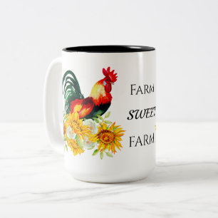 Farm Sweet Farm Blommigt Tupp Två-Tonad Mugg