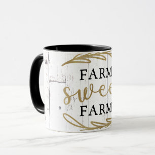 Farm Sweet Farm White Wood Land Mugg