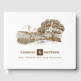 Farm Teckning Rustic Bröllop Gästböcker