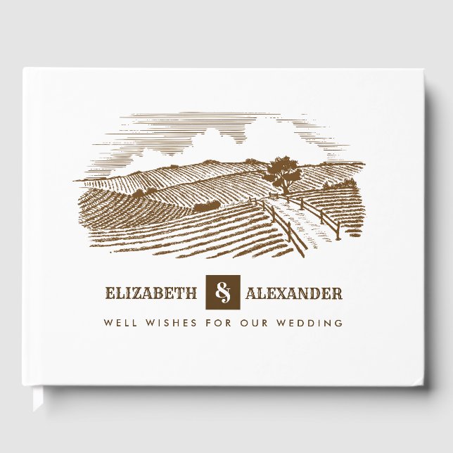 Farm Teckning Rustic Bröllop Guest Bokar Gästböcker (Framsida)