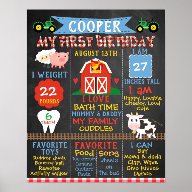 Farm Théed 1st Birthday Milestone Poster (Framsidan)
