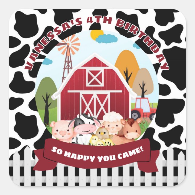 Farm Theme Birthday Fyrkantigt Klistermärke (Framsida)