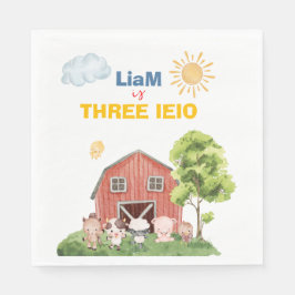 Farm Three I-E-I-O 3rd Birthday  Pappersservett