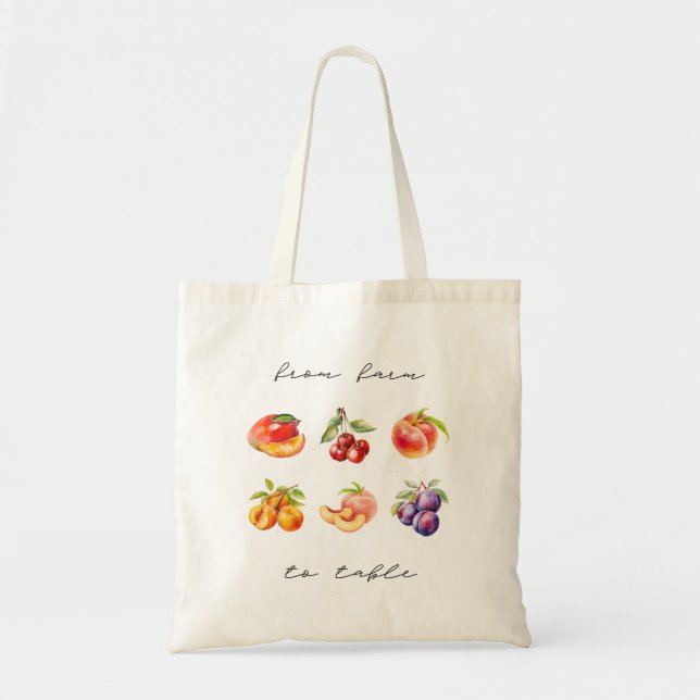 Farm till Bord Stone Fruit Edition Tote Bag Tygkasse (Framsidan)