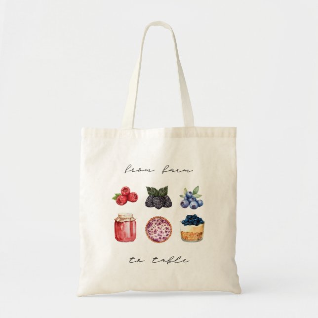 Farm to Bord Berry Fruit Edition Tote Bag Tygkasse (Framsidan)