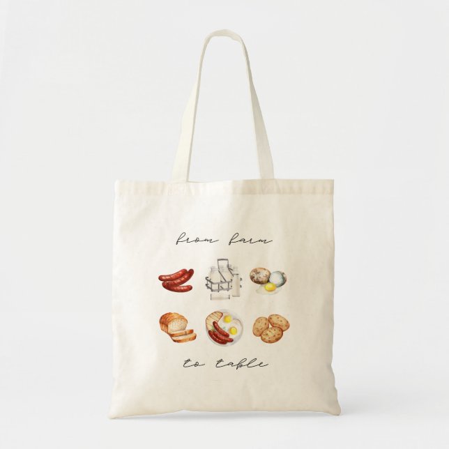 Farm to Bord Breakfast Edition Tote Bag Tygkasse (Framsidan)