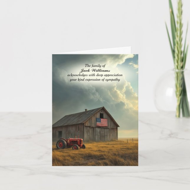 Farm Tractor and Barn for Sympathy Tack Kort (Framsida)