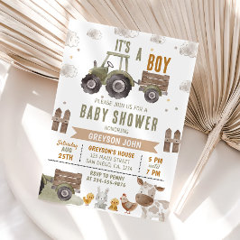 Farm Tractor Boy Shower Inbjudningar