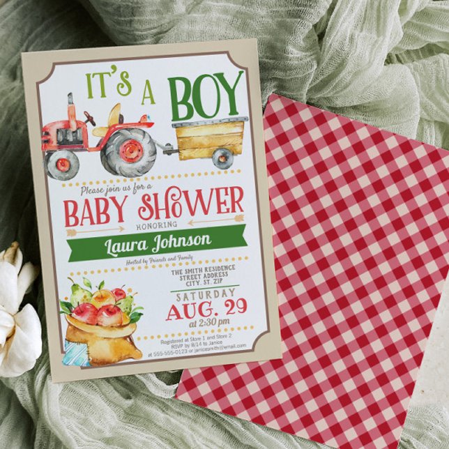 Farm Tractor Boy Shower Inbjudningar (Skapare uppladdad)