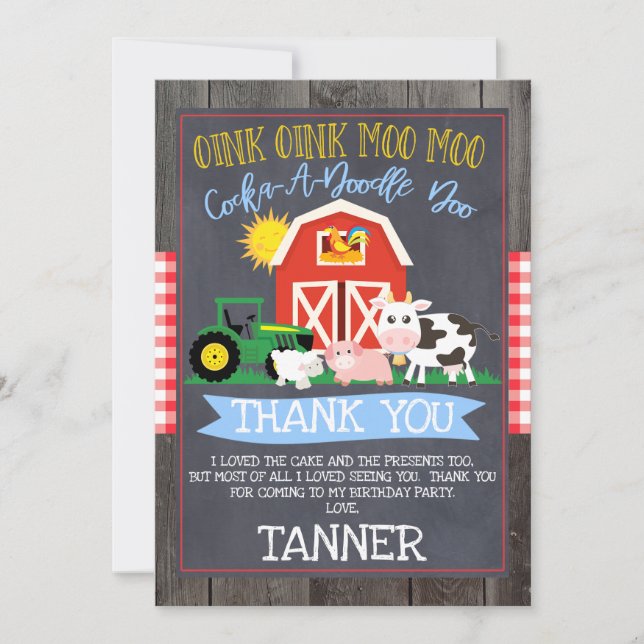 Farm Tractor Chalkboard Birthday Tack för ditt kor Inbjudningar (Framsida)