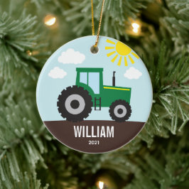 Farm Tractor Kids Ceramic Ornament