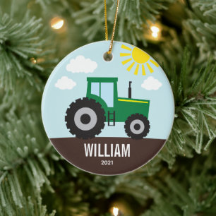 Farm Tractor Kids Ceramic Ornament