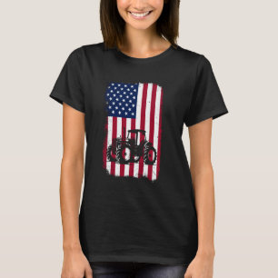 Farm Tractor Manar Women Boys USA flagga Patriotic T Shirt